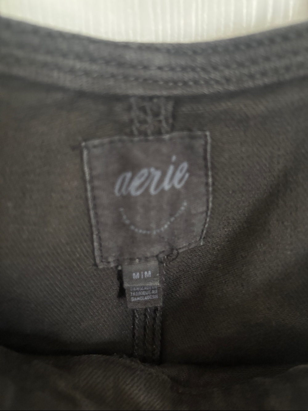 aerie Black Frayed Hem Denim Short Overalls Romper - Picture 2 of 8